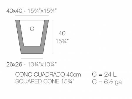 Ghiveci flori patrat LED Cone 40x40x40 cm, design minimalist, 41140A - Vondom [1]