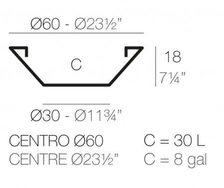 Ghiveci flori rotund plat Centro Ø60x18 cm design modern decorativ, culoare personalizabila, 40860 - Vondom [1]