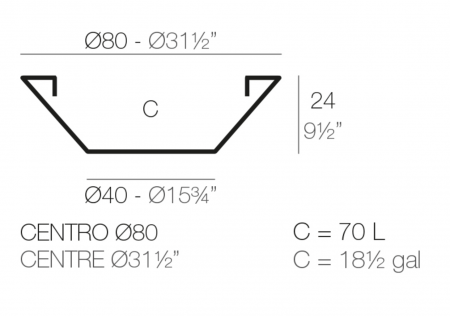Ghiveci flori rotund plat Centro Ø80x24 cm design modern decorativ, culoare personalizabila, 40880 - Vondom [1]
