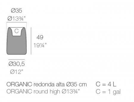Ghiveci gradina decorativ inalt LED Organic High Round Ø35x48 cm, design modern, 42314A - Vondom [4]