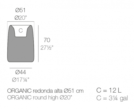 Ghiveci gradina decorativ inalt LED Organic High Round Ø51x69 cm, design modern, 42316A - Vondom [4]