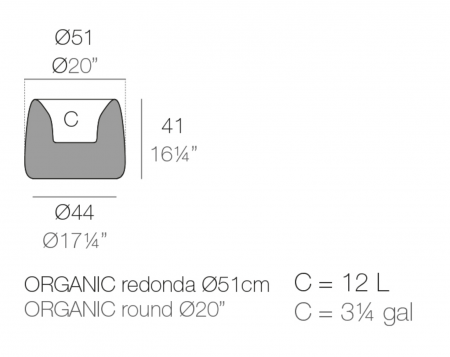 Ghiveci gradina decorativ LED Organic Round Ø51x40 cm, design modern, 42311A - Vondom [3]