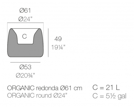 Ghiveci gradina decorativ LED Organic Round Ø61x48 cm, design modern, 42312A - Vondom [3]