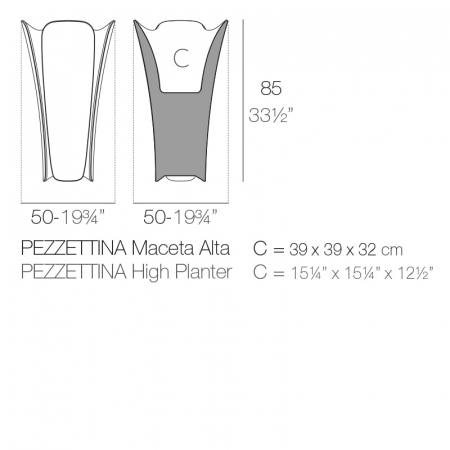 Ghiveci gradina iluminare LED Pezzettina 50x50x85 cm, design modern, 56009A - Vondom [3]