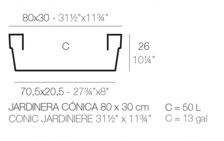Ghiveci gradina Jardiniere 80x30x26 cm culoare personalizabila, polipropilena, 41730 - Vondom [4]