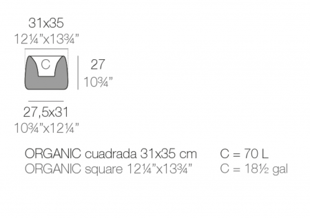 Ghiveci gradina patrat decorativ LED Organic Square 31x34x27 cm, design modern, 42301A - Vondom [4]
