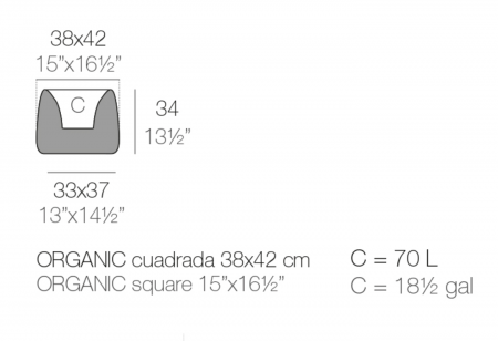 Ghiveci gradina patrat decorativ LED Organic Square 38x42x33 cm, design modern, 42302A - Vondom [3]