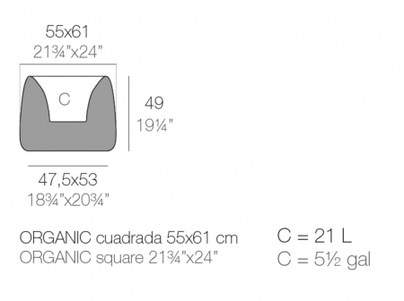 Ghiveci gradina patrat decorativ LED Organic Square 55x61x48 cm, design modern, 42304A - Vondom [3]