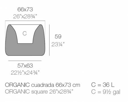 Ghiveci gradina patrat decorativ LED Organic Square 66x73x57 cm, design modern, 42305A - Vondom [3]