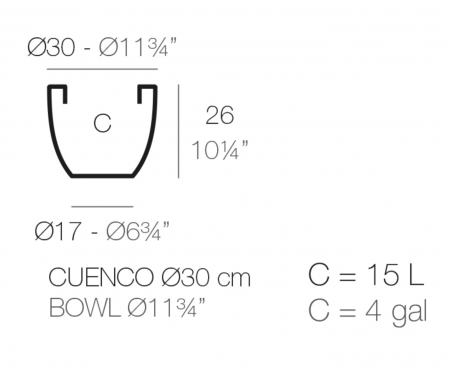 Ghiveci gradina rotund Bowl Ø30x26 cm, culoare personalizabila, 40730 - Vondom [1]