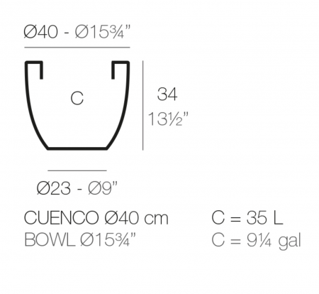 Ghiveci gradina rotund Bowl Ø40x35 cm, culoare personalizabila, 40740 - Vondom [1]