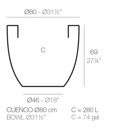 Ghiveci gradina rotund Bowl Ø80x69 cm, culoare personalizabila, 40780 - Vondom [1]