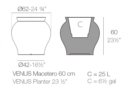 Ghiveci rotund LED stil clasic Venus Ø62x60 cm, 67022A - Vondom [3]