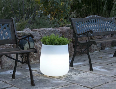 Ghiveci rotund tip lampa gradina Rahul 60 cm, iluminare LED, LUMCA060OFNW - King [1]