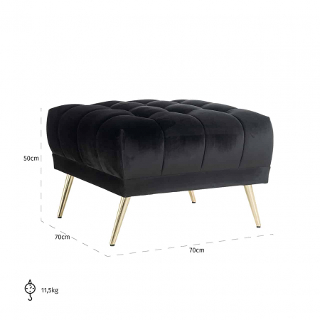 Hocker Huxley antraciet velvet (Quartz Antraciet 801), S5124 ANTRACIET VELVET - Richmond Interiors [2]