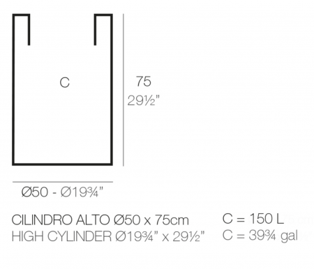 Jardiniera cilindrica inalta Cilindro Ø50x75 cm, culoare personalizabila, 40450 - Vondom [1]