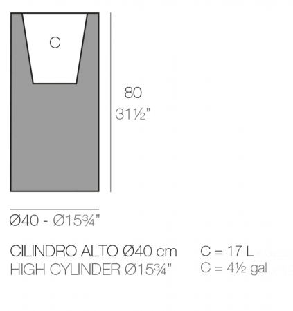 Jardiniera cilindrica inalta LED Cilindro Ø40x80 cm, culoare personalizabila, 40441A - Vondom [1]