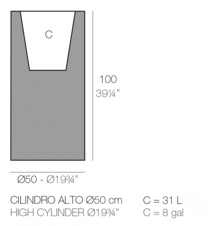 Jardiniera cilindrica inalta LED Cilindro Ø50x100 cm, culoare personalizabila, 40451A - Vondom [1]