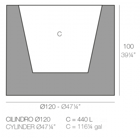 Jardiniera cilindrica LED Cilindro Ø120x100 cm, culoare personalizabila, 40312A - Vondom [1]