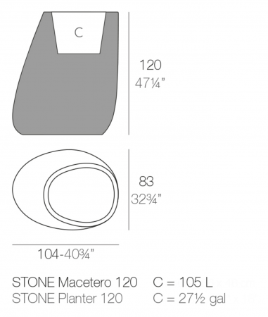 Jardiniera decorativa gradina/terasa Stone 105x84x120 cm cu iluminare LED RGBW, 55011L - Vondom [1]