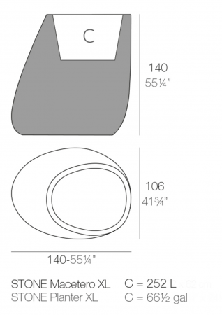 Jardiniera decorativa gradina/terasa Stone 140x105x140 cm cu iluminare LED RGBW, 55012A - Vondom [1]