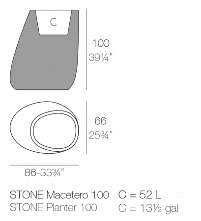 Jardiniera decorativa gradina/terasa Stone 86x66x100 cm cu iluminare LED RGBW, 55010A - Vondom [1]
