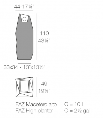 Jardiniera decorativa inalta LED RGBW gradina/piscina Faz 44x49x110 cm, design modern, 54022A - Vondom [1]