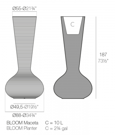 Jardiniera decorativa LED Bloom 187 cm, design modern premium, 65019A - Vondom [3]