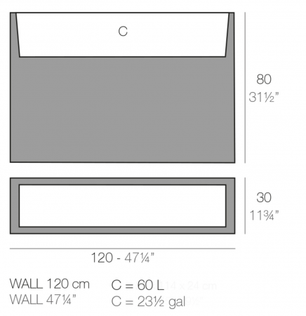 Jardiniera decorativa LED pentru perete Wall 120x30x80 cm design minimalist, 42430Y - Vondom [1]
