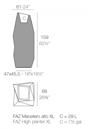Jardiniera decorativa LED RGBW gradina/terasa Faz XL 61x68x159 cm, design modern, 54013A - Vondom [1]