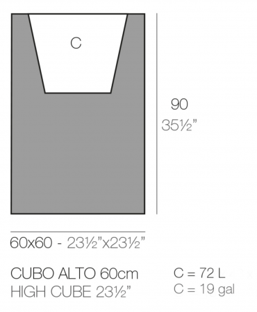 Jardiniera gradina forma inalta cub LED Cube High 60x60x90 cm, 41460A - Vondom [1]