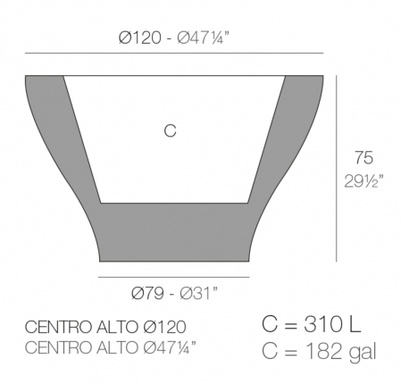 Jardiniera gradina LED RGBW High Centro Ø120x75 cm design decorativ, 42012A - Vondom [1]