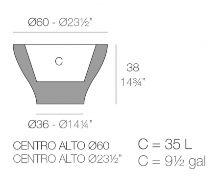 Jardiniera gradina LED RGBW High Centro Ø60x38 cm design decorativ, 42060A - Vondom [1]