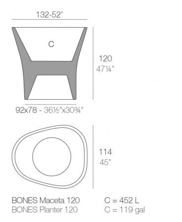Jardiniera inalta decorativa gradina cu iluminare LED Bones 132x114x120 cm, design modern minimalist, 57004A - Vondom [1]