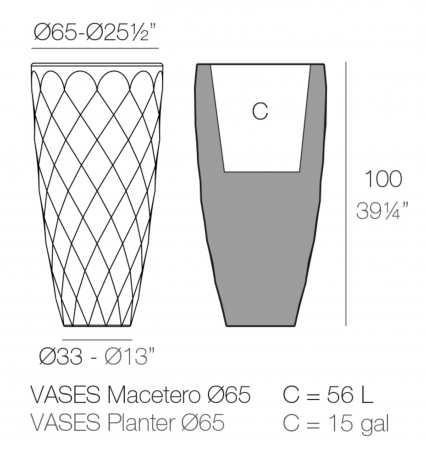 Jardiniera inalta gradina/terasa Vases Ø65x100 cm cu iluminare LED RGBW, forme geometrice, 47065A - Vondom [1]