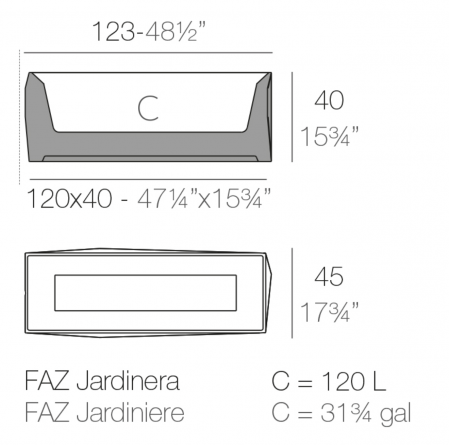 Jardiniera premium LED Faz 120x40x40 cm, design modern forme geometrice, 54176A - Vondom [2]