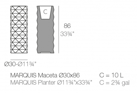 Jardiniera rotunda decorativa cu iluminare LED Marquis Ø30x86 cm, forme geometrice, 47084A - Vondom [2]