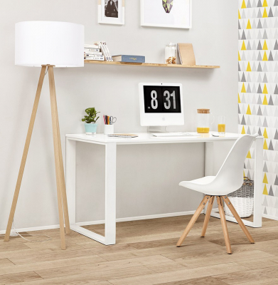 Lampa alba de podea TRIVET cu design modern 3 picioare / lemn / material, FL00380WHNA - Kokoon [17]