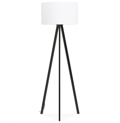 Lampa alba de podea TRIVET cu design modern 3 picioare negre / material / metal, FL00370WHBL - Kokoon [1]