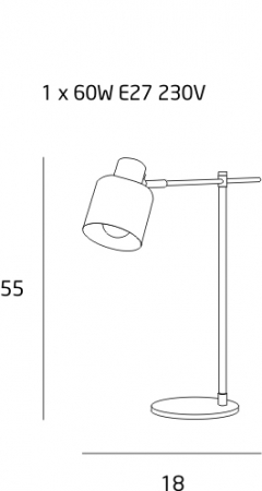 Lampa de birou neagra Malou 43x19x53 cm din metal, T0025 - Maxlight [6]