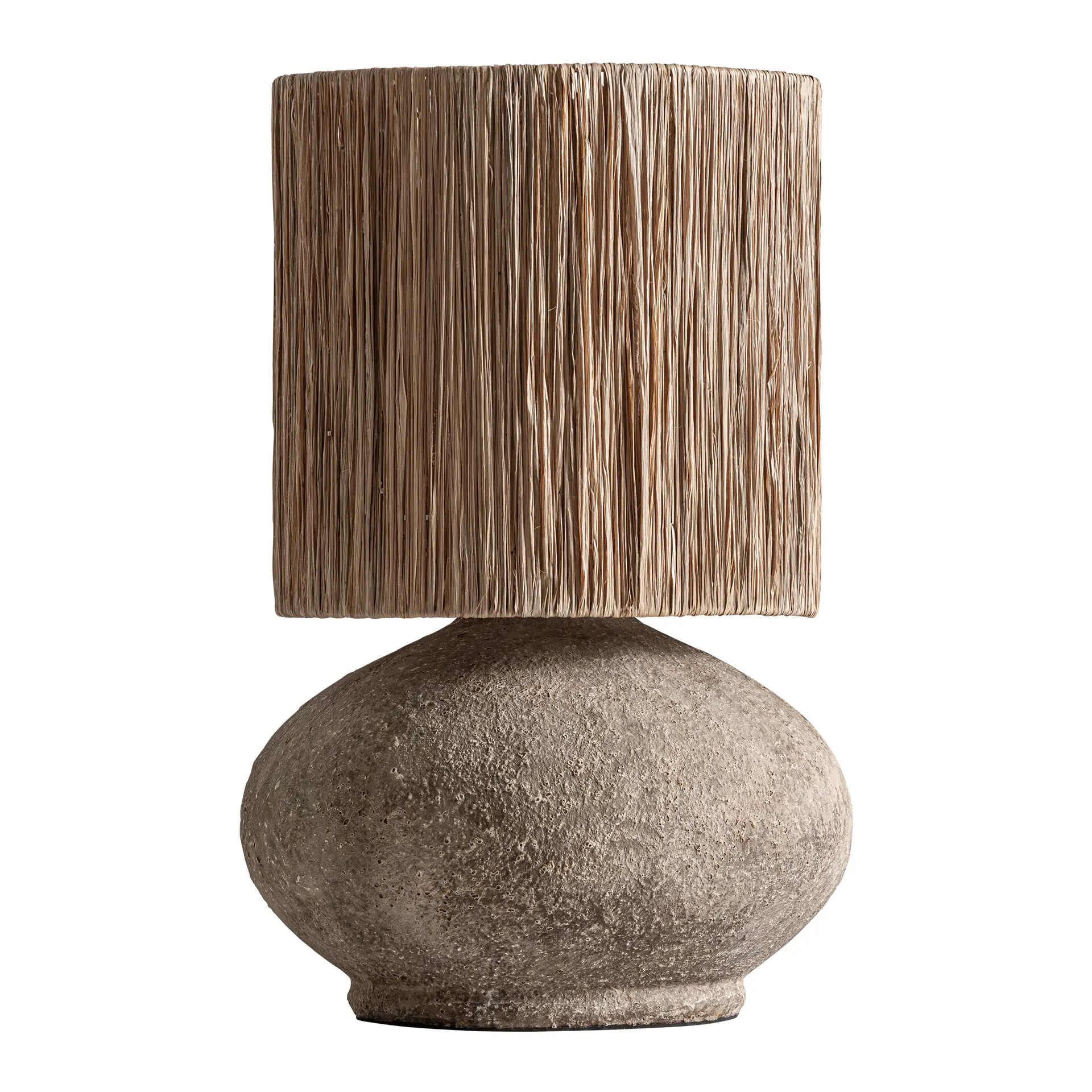 Veioze - Lampa de Masa 45x45x72 cm, Fibra Naturala și Beton Bej - VicalHome VicalHome 38649