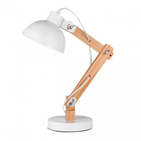 Veioze - Lampa de masa ajustabila neagra/alba Zeno, din metal si lemn, 59 cm, 671601 - Novaluce