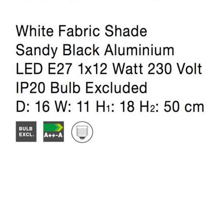 Lampa de masa alb-negru Eduaro, baza metalica, abajur textil, 50 cm, 9919152 - Novaluce [5]