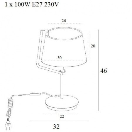 Lampa de masa alba Irma 32x30x46 cm metal/material textil, T0028 - Maxlight [1]