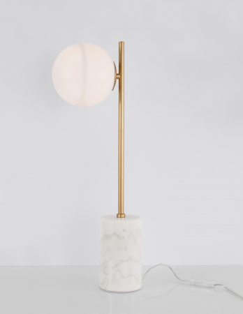 Lampa de masa aurie Ganiza 56 cm baza marmura alba, abajur forma glob ab sticla opal, 9960618 - Novaluce [2]