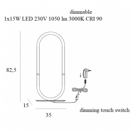 Lampa de masa aurie lux LED dimabil Finta 35x15x82,5 cm, otel inoxidabil/silicon, T0045D - Maxlight [1]