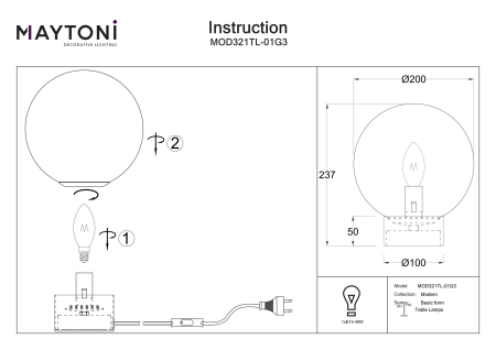 Lampă de masă BASIC FORM, Metal Auriu, 40W, MAYTONI MOD321TL-01G3 [1]