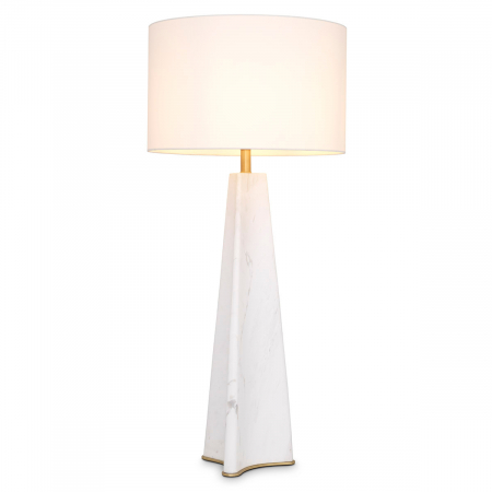 Produse -   Lampă de masă Benson din marmură albă finisată cu abajur 115374 EICHHOLTZ