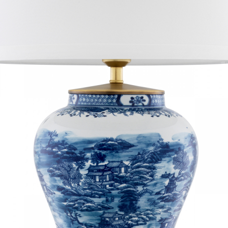   Lampă de masă ceramică chineză albastră cu abajur 112085 EICHHOLTZ [4]