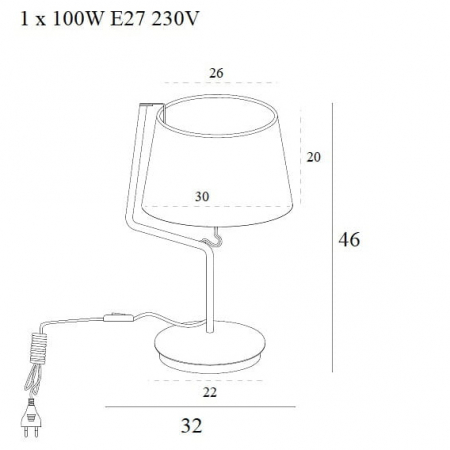 Lampa de masa crom/alb Irma 32x30x46 cm metal/material textil, T0030 - Maxlight [1]